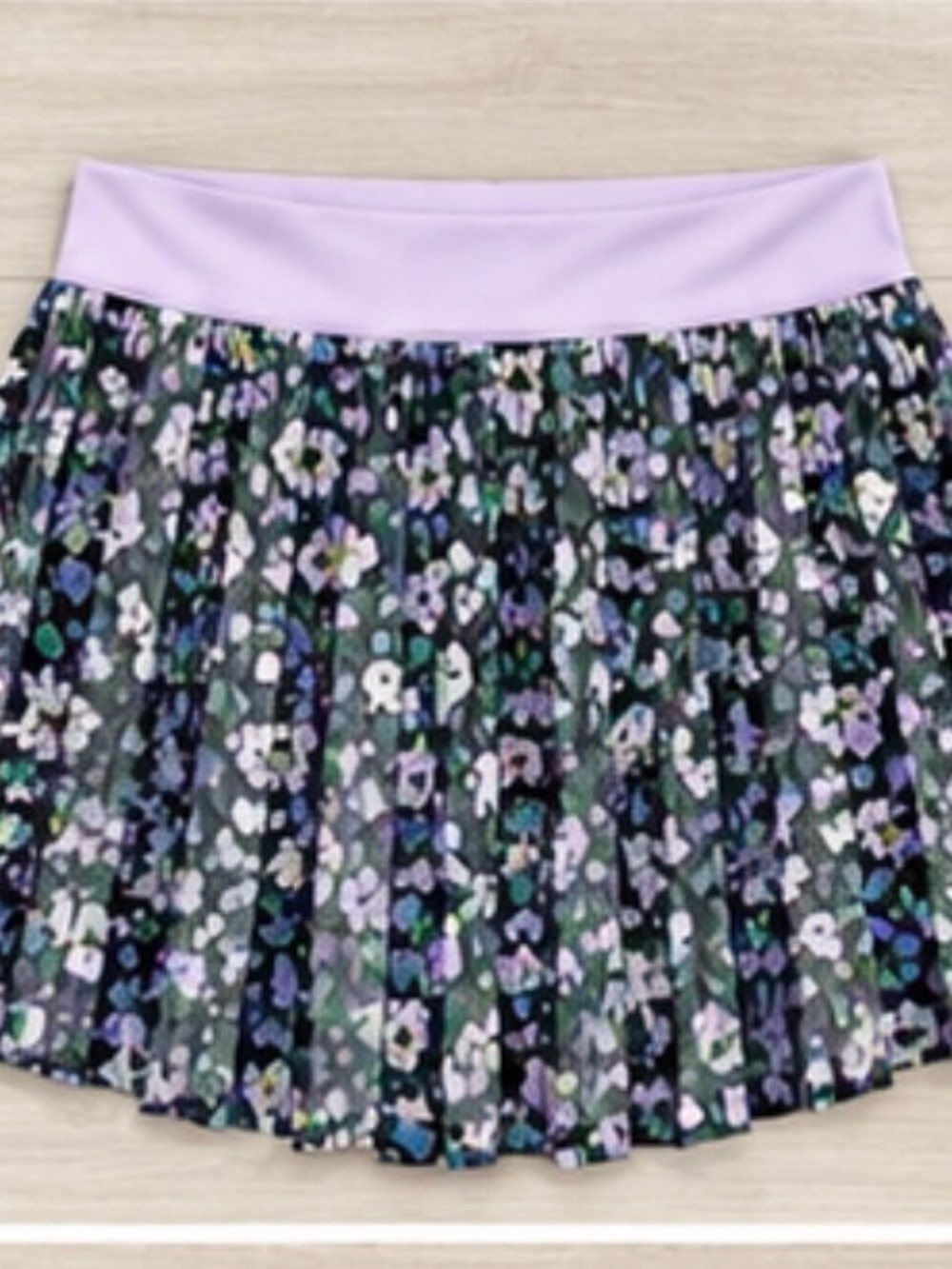 Pleated Floral Mini Skort in Lavender and Multi